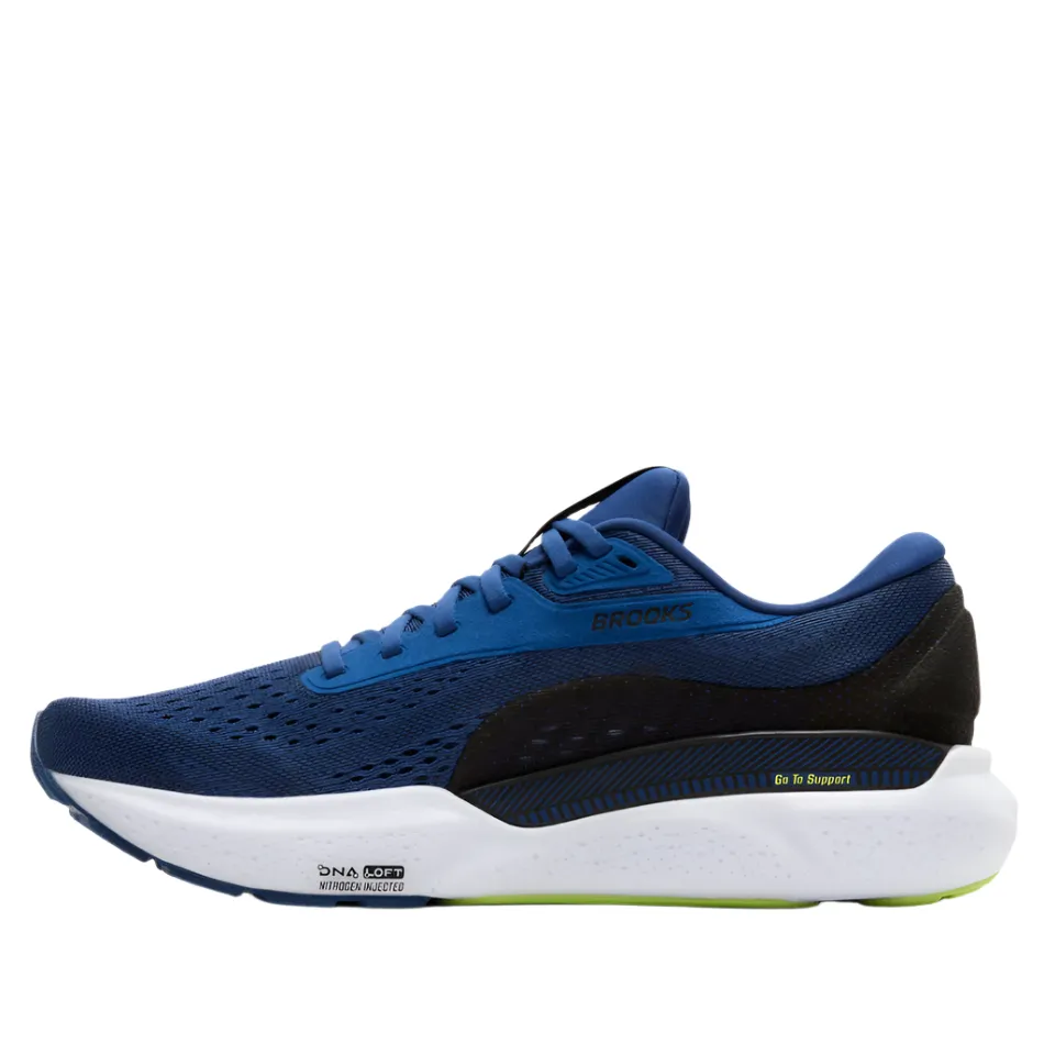 Ankle Strap Brooks Men's Adrenaline GTS 24 Running Shoes in Navy Pony/Black/Acid Lime AW25