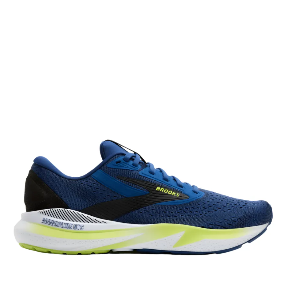 Dynamic Foot Lockdown Brooks Men's Adrenaline GTS 24 Running Shoes in Navy Pony/Black/Acid Lime AW25