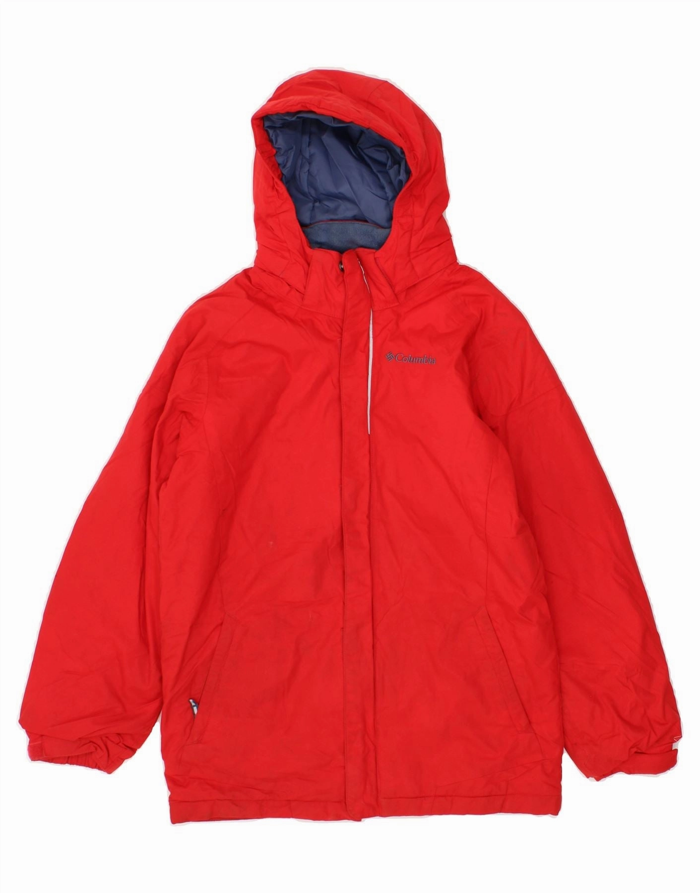 COLUMBIA Boys Hooded Windbreaker Jacket 10-11 Years Medium Red Nylon TapedSeams