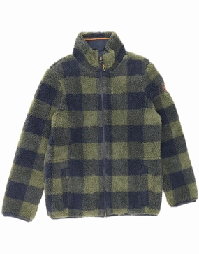 Reflective Detail suitable for holidays FAT FACE Boys Fleece Jacket 12-13 Years Green Check Polyester