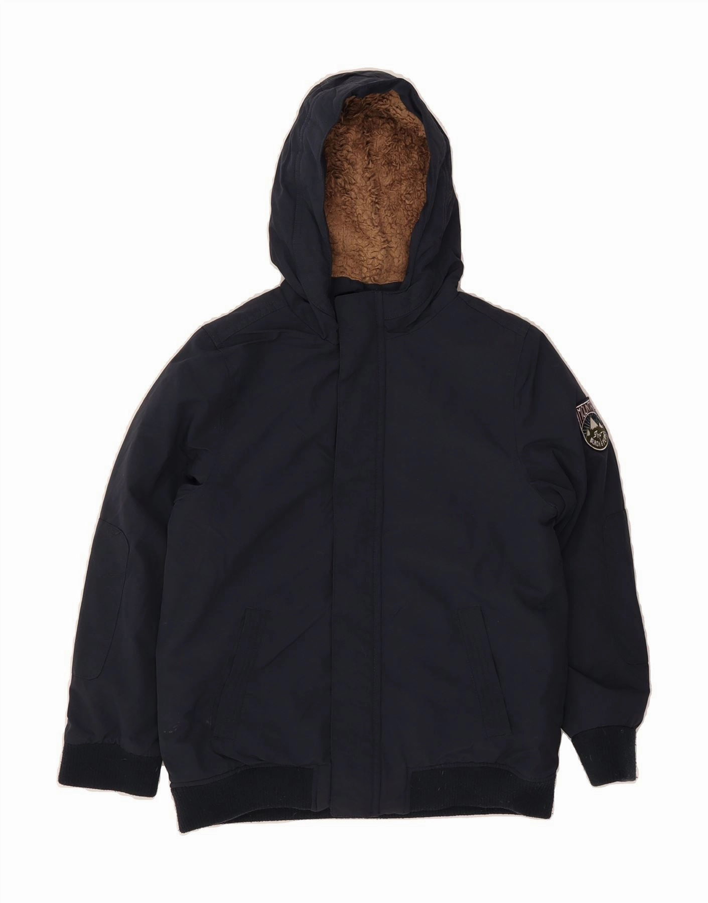FAT FACE Boys Hooded Bomber Windbreaker Jacket 10-11 Years Navy Blue Nylon suitable for sports games single layer