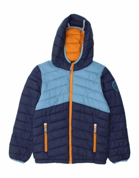 Weekend Comfort FAT FACE Boys Hooded Padded Jacket 12-13 Years Navy Blue Colourblock Nylon