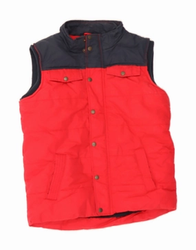FAT FACE Boys Padded Gilet 12-13 Years Red Colourblock Cotton Sell Advantage