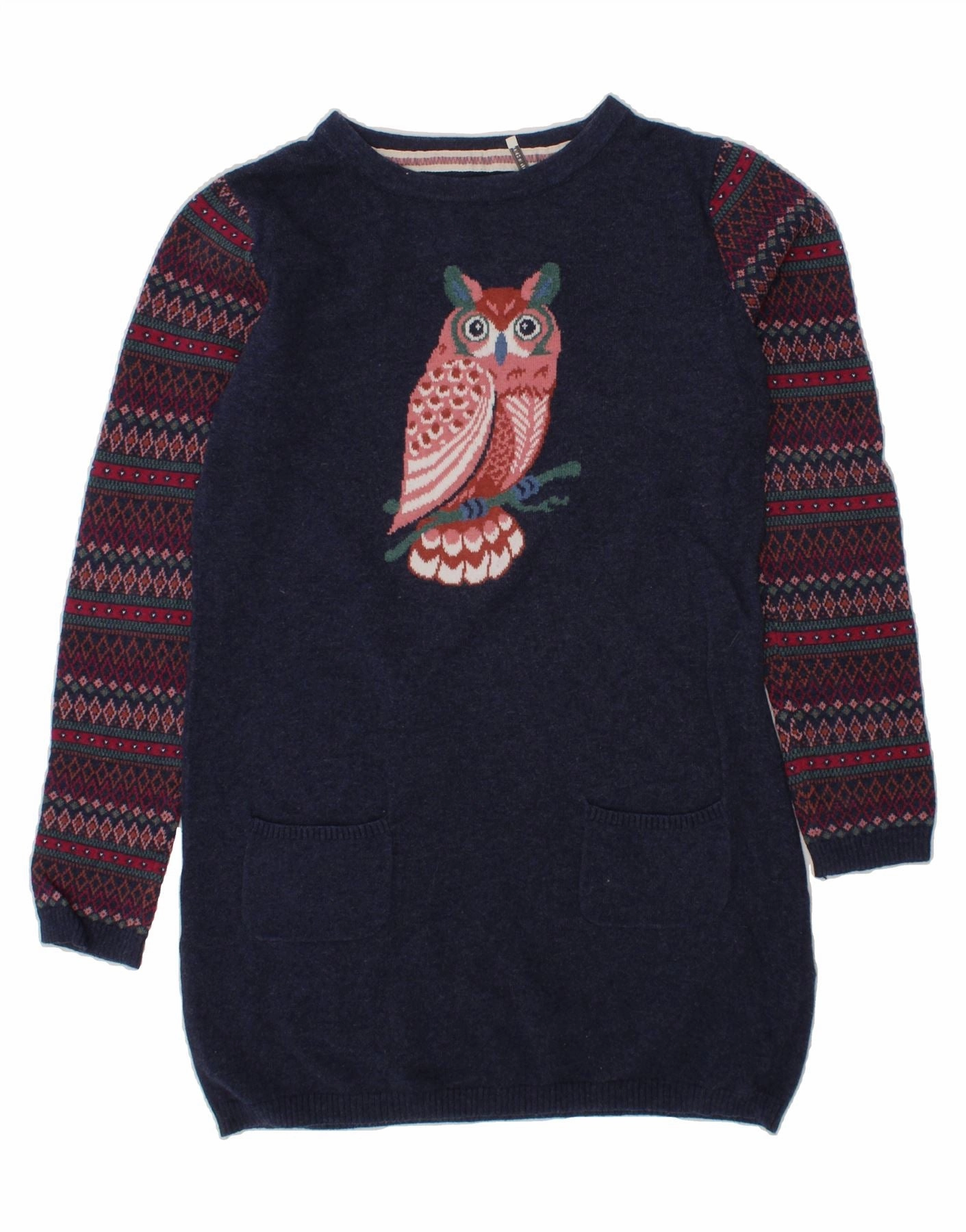 Subtle Fit Party Perfect FAT FACE Girls Graphic Jumper Dress 10-11 Years Navy Blue Fair Isle
