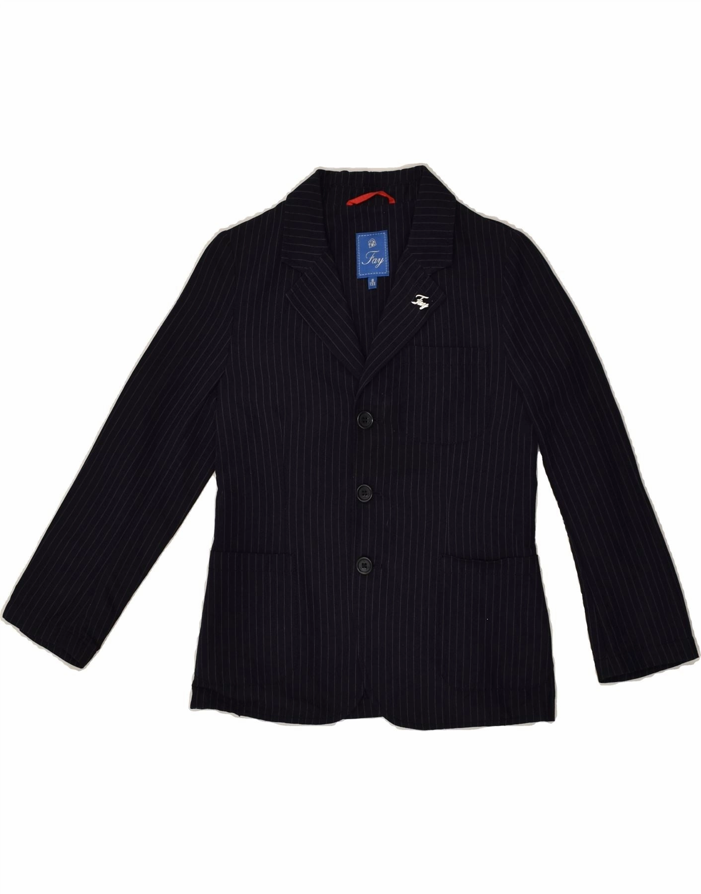 challenge Degree FAY Boys 3 Button Blazer Jacket 7-8 Years Navy Blue Striped