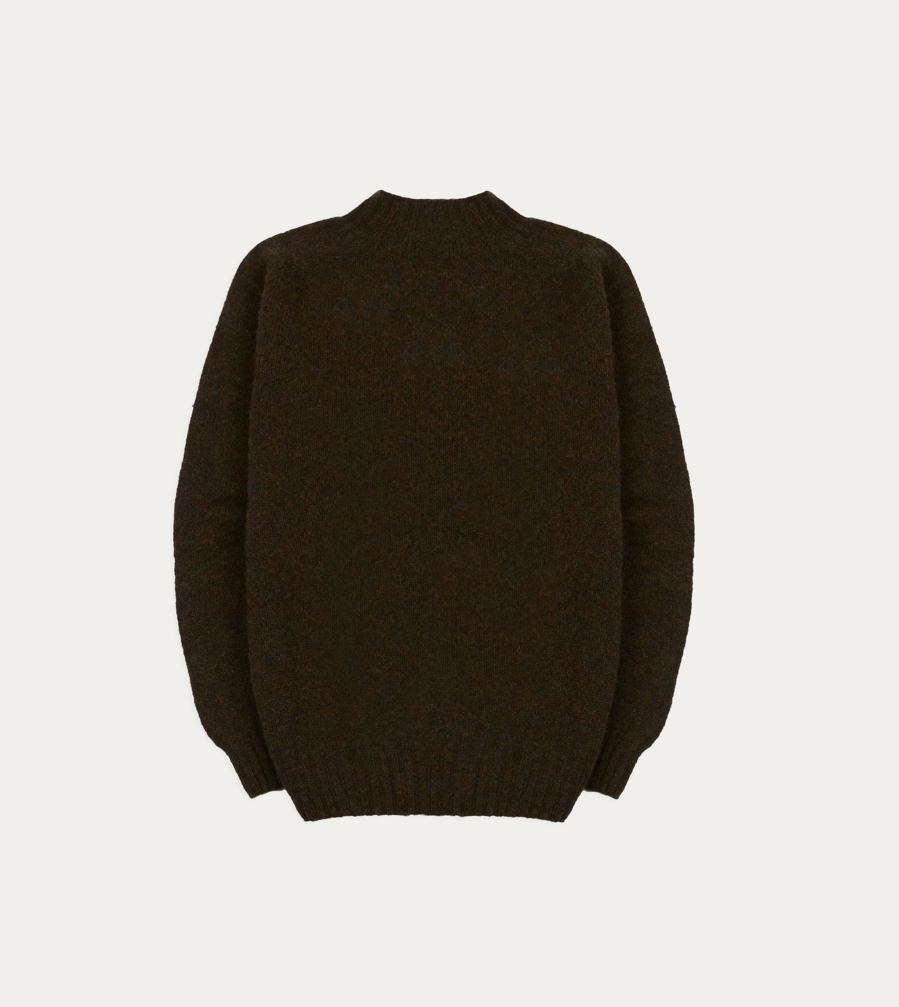 Brown Brushed Shetland Mock Neck Jumper Bonded Seam Reinforcement