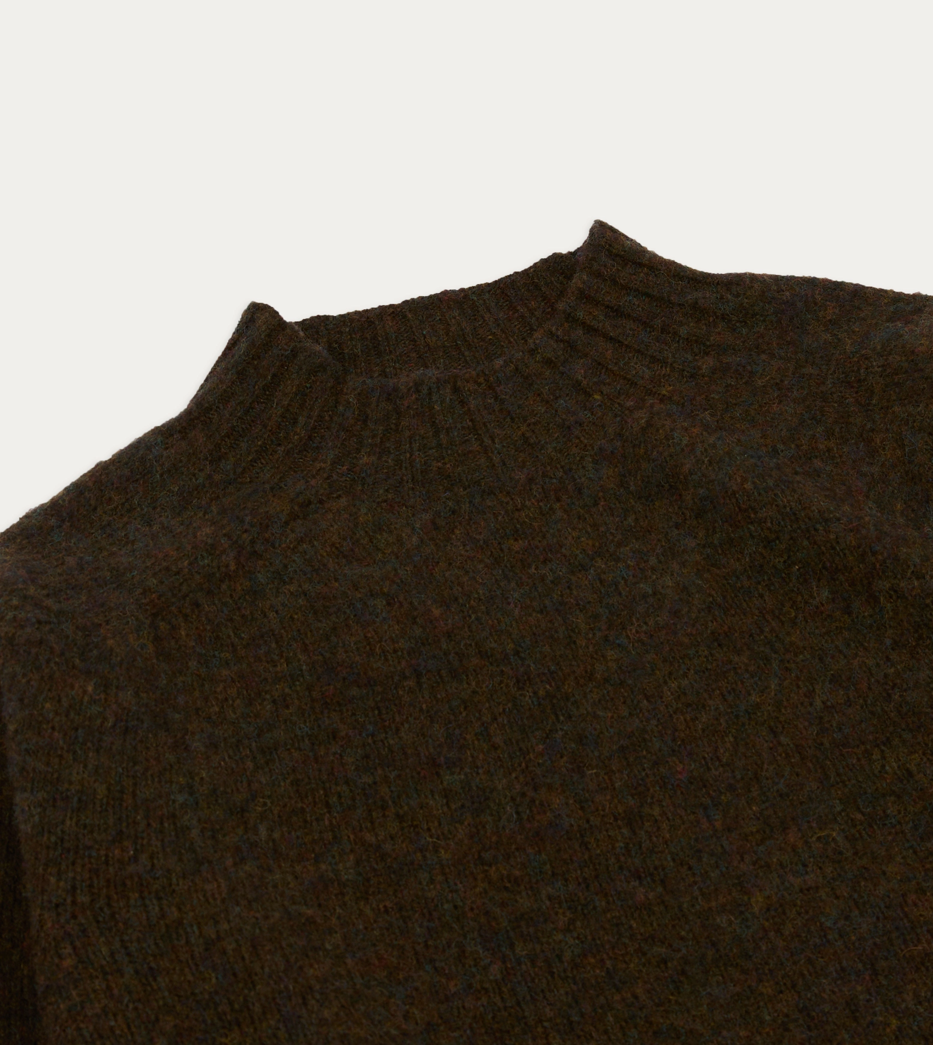 Brown Brushed Shetland Mock Neck Jumper Lattice Pattern