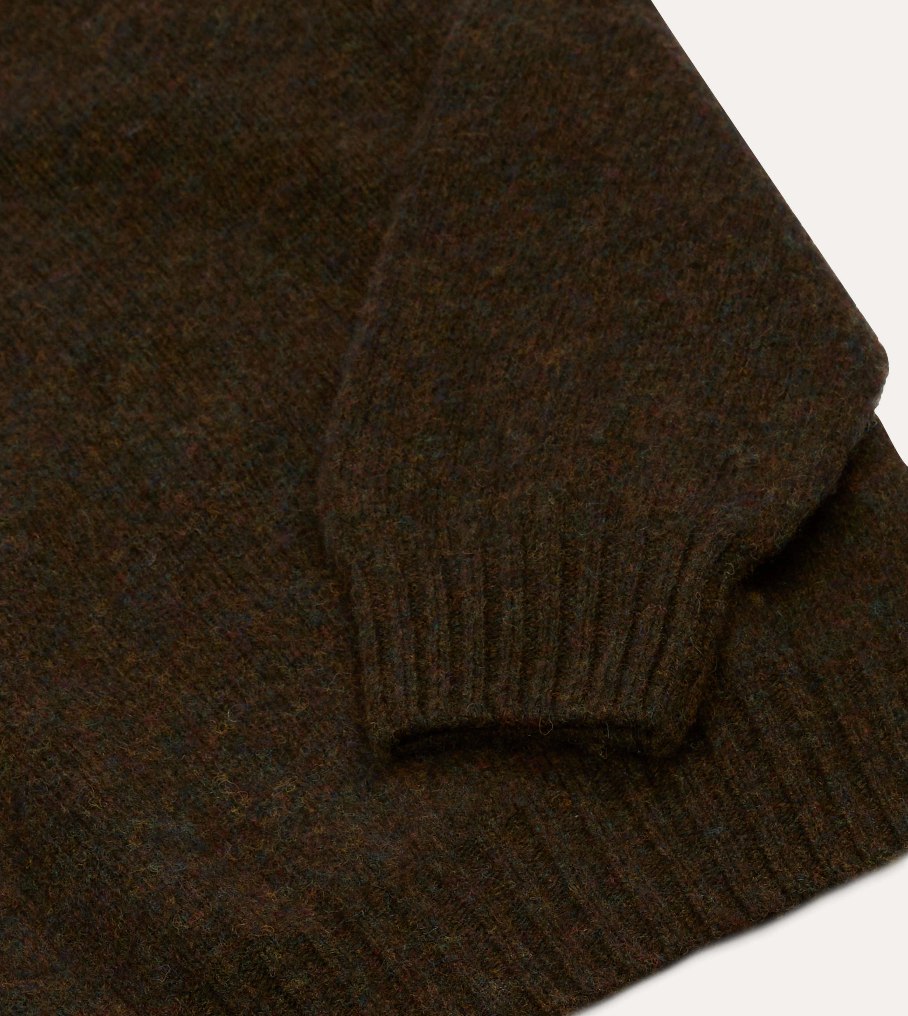 AntiStatic Yarn Lightweight Knit Brown Brushed Shetland Mock Neck Jumper
