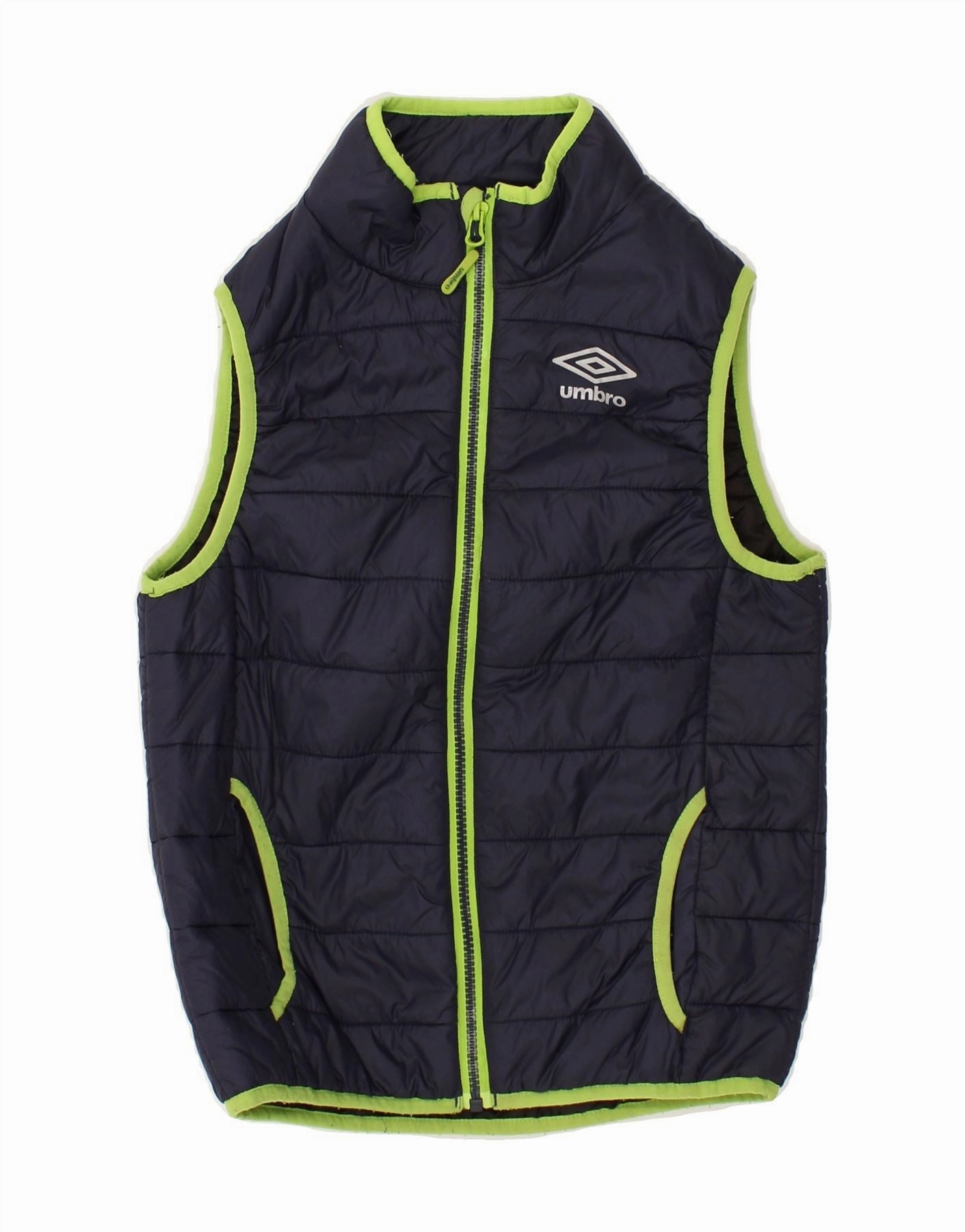 UMBRO Boys Padded Gilet 7-8 Years Small Navy Blue Chilly Day