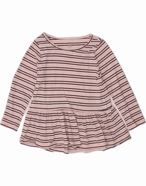 GAP Girls A-Line Dress 2-3 Years Pink Striped Cotton Smooth Outline