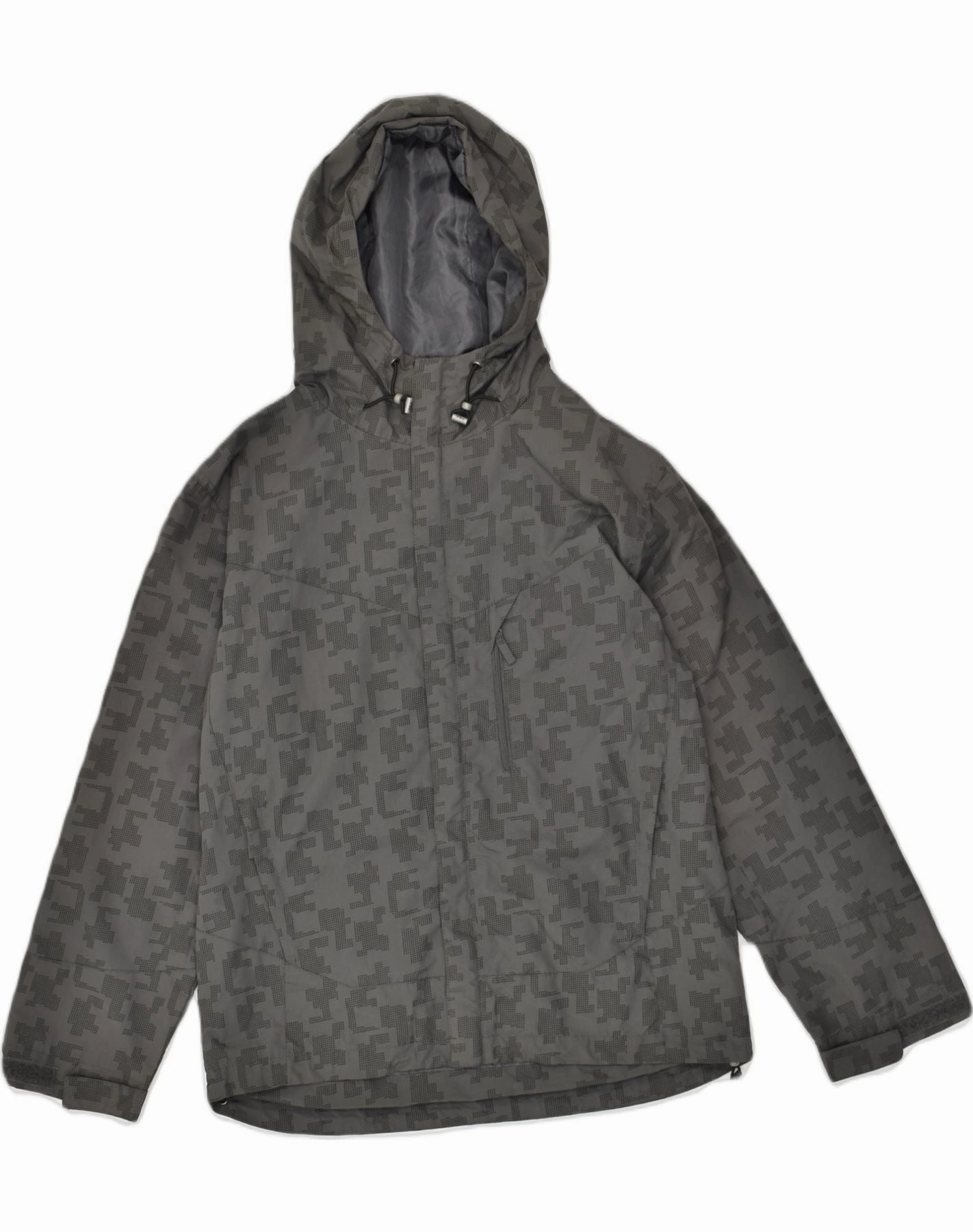 Build FILA Boys Hooded Rain Jacket 15-16 Years XL  Grey Polyester