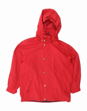 FILA Boys Loose Fit Hooded Rain Jacket 13-14 Years Large Red Polyester Thermal Insulation Layer