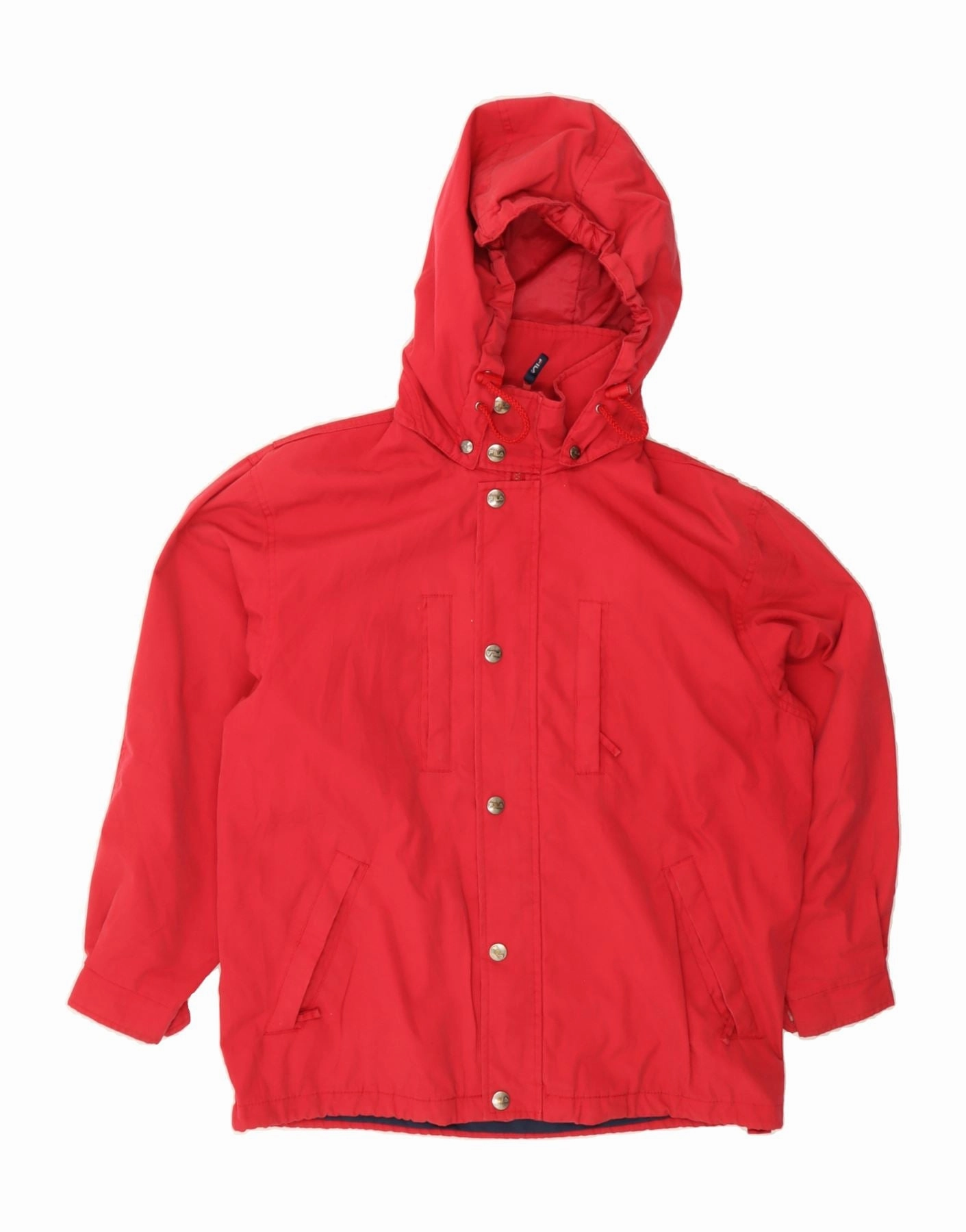 FILA Boys Loose Fit Hooded Rain Jacket 13-14 Years Large Red Polyester Thermal Insulation Layer
