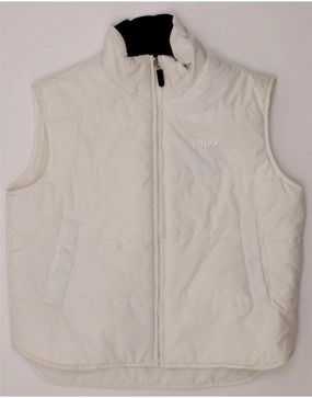 Windproof Shell FILA Boys Padded Gilet 9-10 Years White Polyester