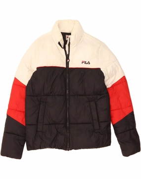FILA Boys Padded Jacket 15-16 Years Black Colourblock Secure Storage Light Comfort