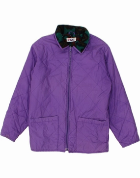 FILA Boys Quilted Jacket 13-14 Years Purple Polyester Checkered