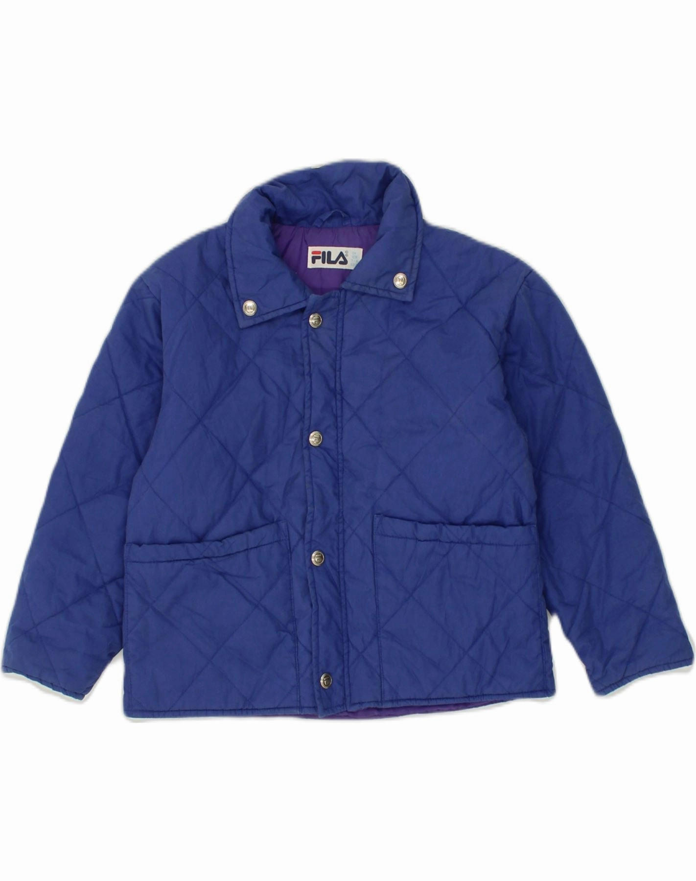 FILA Boys Quilted Jacket 7-8 Years Blue Nylon Lightweight Comfort