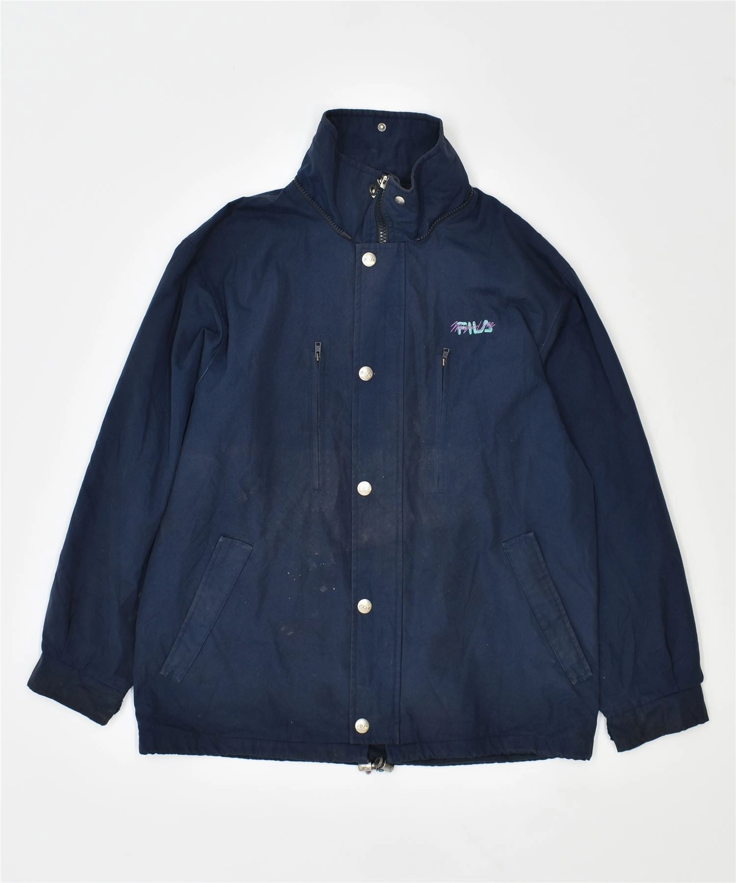 FILA Boys Windbreaker Jacket 13-14 Years Blue Polyester Thermal Base LowProfile Seam Design