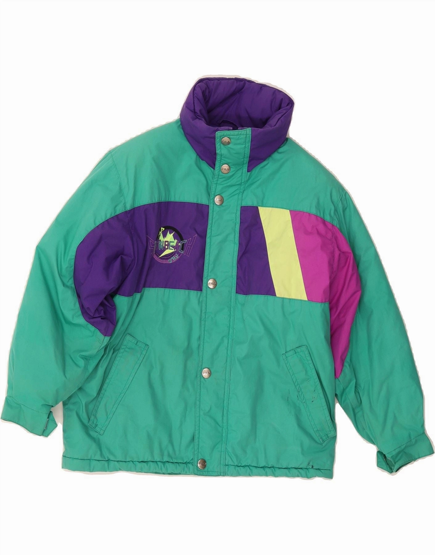FILA Boys Windbreaker Jacket 9-10 Years Green Colourblock Polyamide Appointment