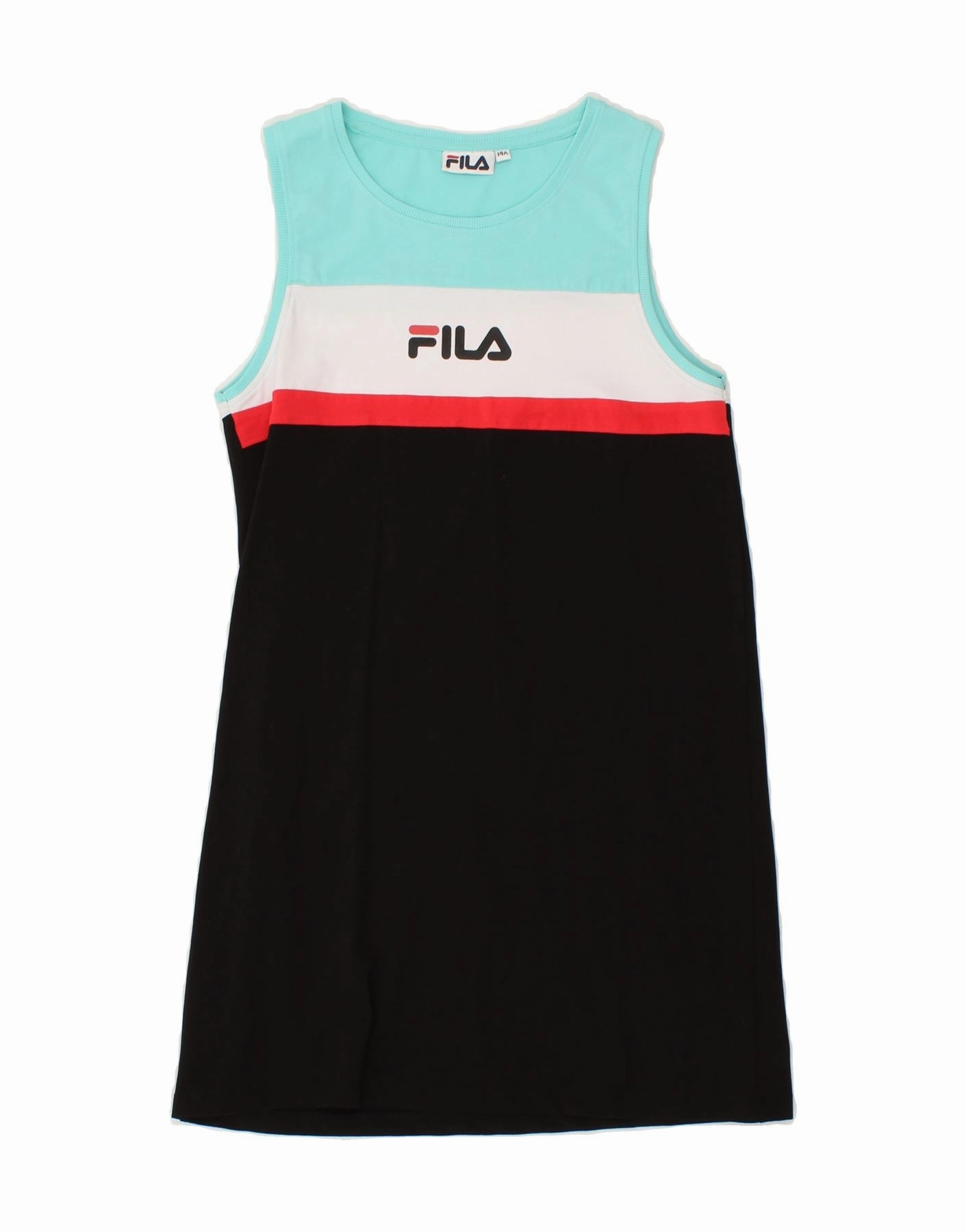 Pleated-Skirt FILA Girls Graphic Sleeveless T-Shirt Dress 13-14 Years Black Striped