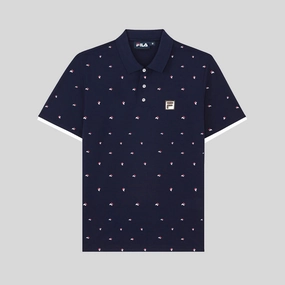 Fila Navy Blue Dotted Men Polo Popular Casual Fashion