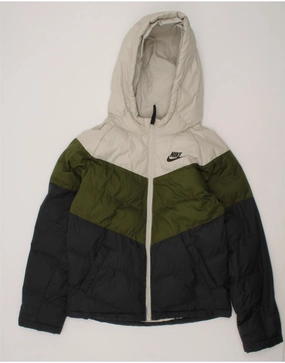 Adjustable Drawstrings NIKE Boys Padded Jacket 10-11 Years Medium Multicoloured Colourblock