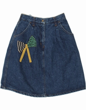 CANDA Girls Denim Skirt 11-12 Years W22 Blue Cotton Coffee Break budget-friendly