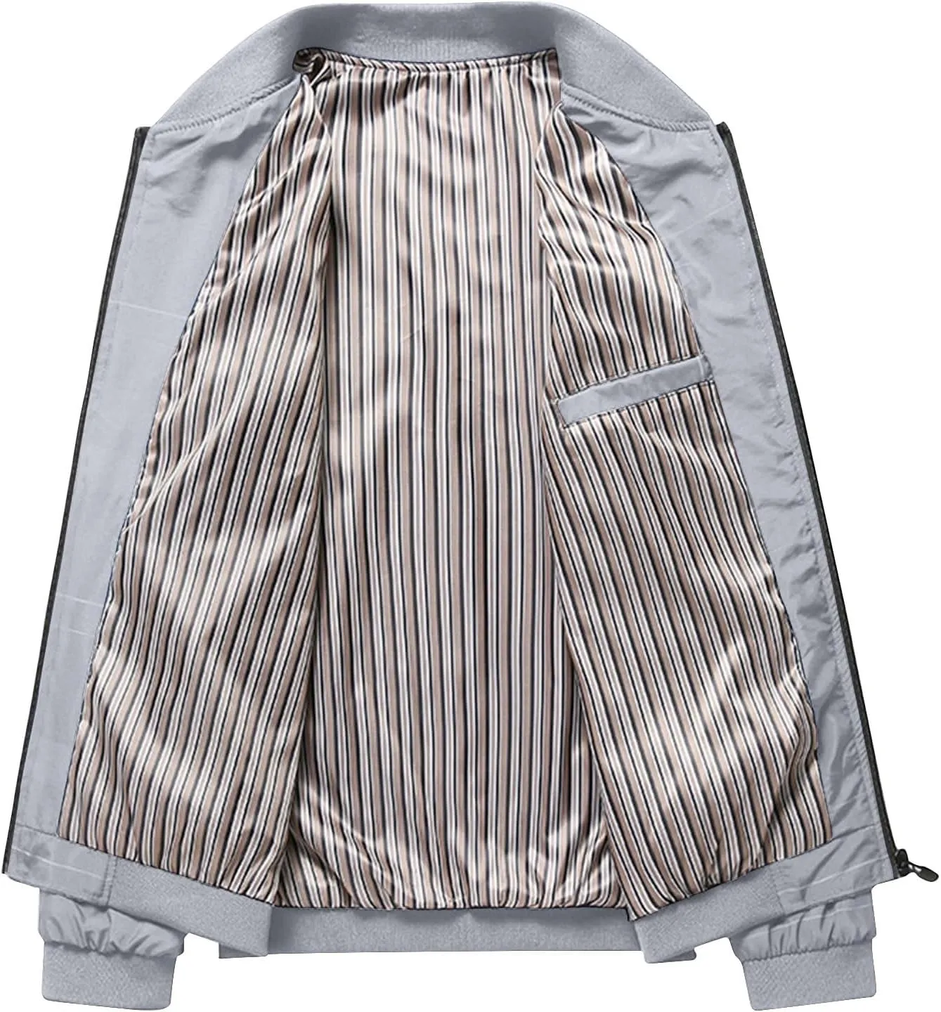 Finelylove Mens Bomber Jacket Lightweight Casual Stylish Spring Fall Jackets Fashion Plaid Windbreaker with Zip Pockets