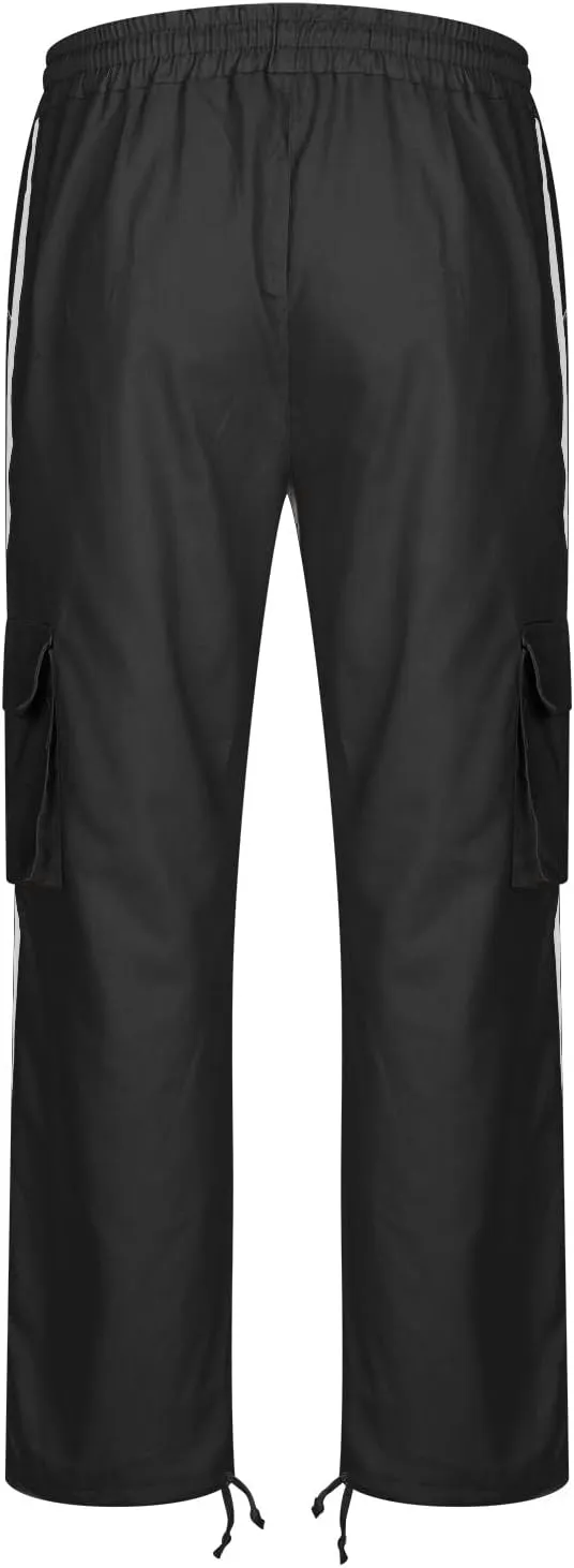 Finelylove Mens Cargo Pants Straight Fit Cargo Pants Elastic Waist Casual Sweatpants Trousers with Drawstring Ankle