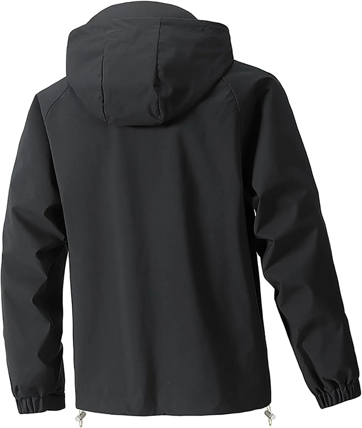 Finelylove Mens Rain Jacket Waterproof Drawstring Hooded Windbreaker Softshell Hiking Travel Jacket Fall Winter Coat