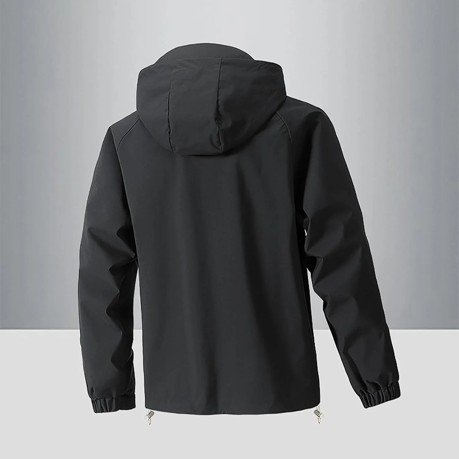 Finelylove Mens Rain Jacket Waterproof Drawstring Hooded Windbreaker Softshell Hiking Travel Jacket Fall Winter Coat