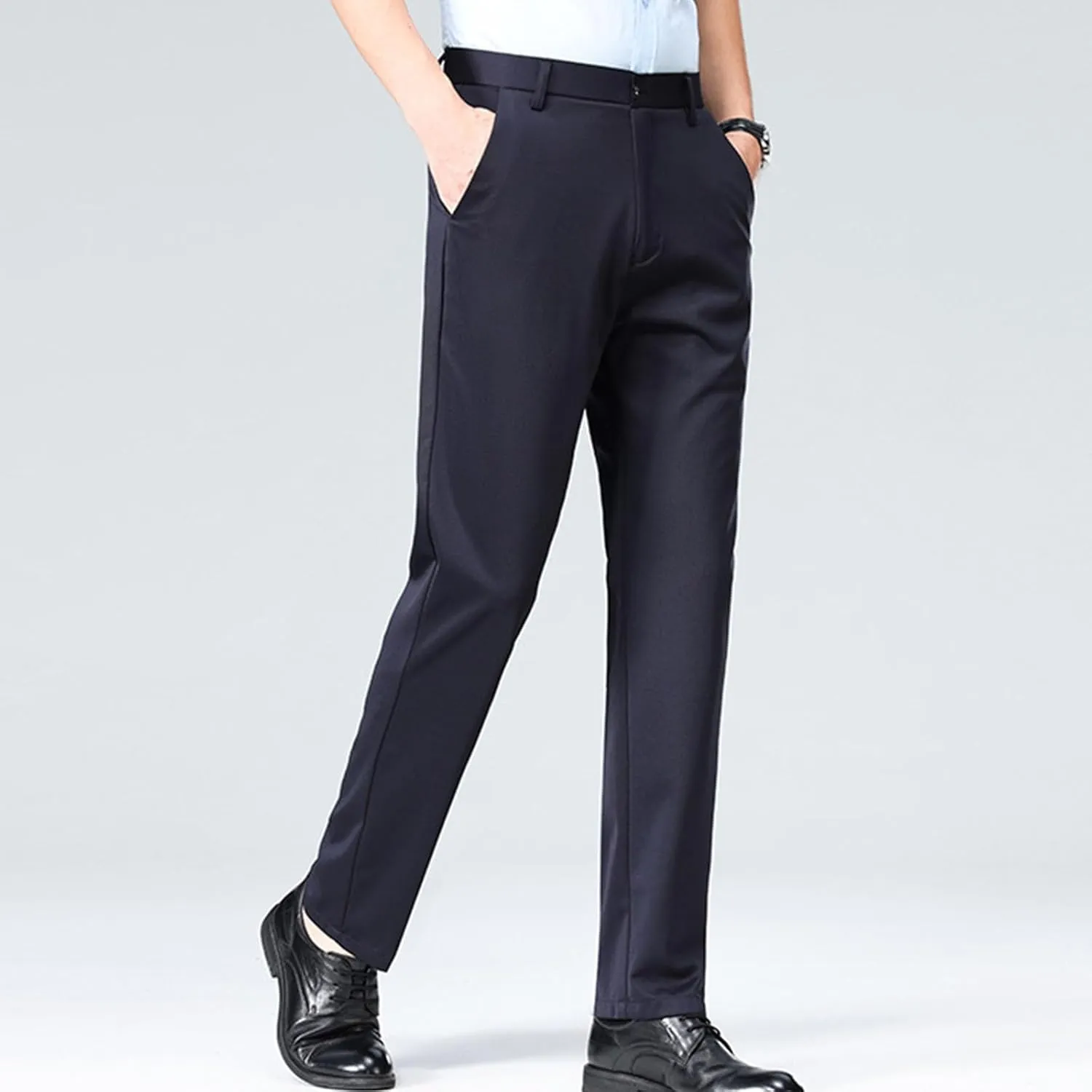 Finelylove Mens Suit Pants Flex Slim Fit Dress Pants Cinch Bottom Flat Front Tapered Chino Pants with Elastic Waistband