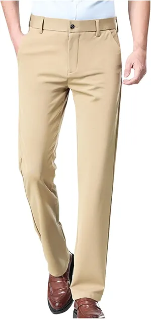 Finelylove Mens Suit Pants Flex Slim Fit Dress Pants Cinch Bottom Flat Front Tapered Chino Pants with Elastic Waistband