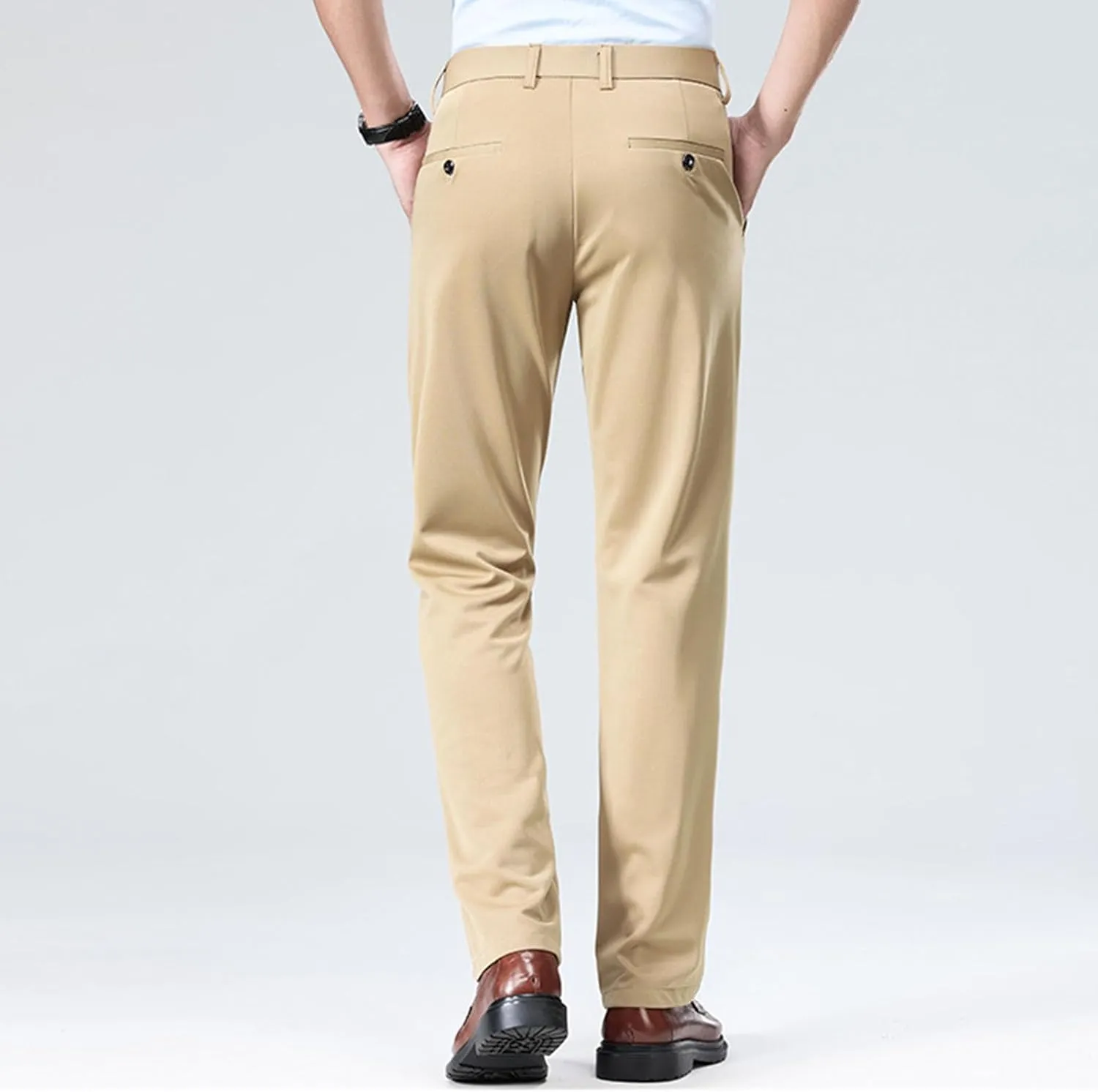 Finelylove Mens Suit Pants Flex Slim Fit Dress Pants Cinch Bottom Flat Front Tapered Chino Pants with Elastic Waistband
