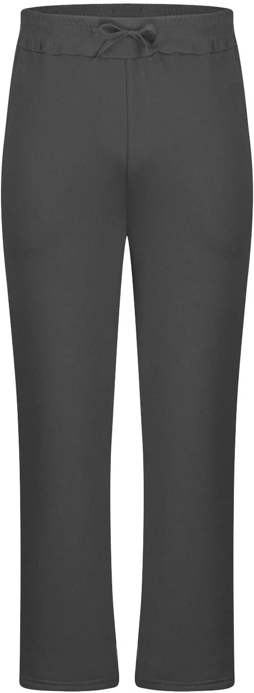 Finelylove Sweat Pants for Men Fleece Workout Joggers Pants Loose Straight Wide Leg Track Pants Solid Casual Trousers