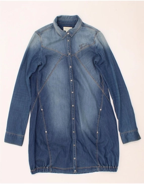 DIESEL Girls Long Sleeve Denim Dress 10-11 Years XL Blue Cotton Sleeve Light Sweet Mood