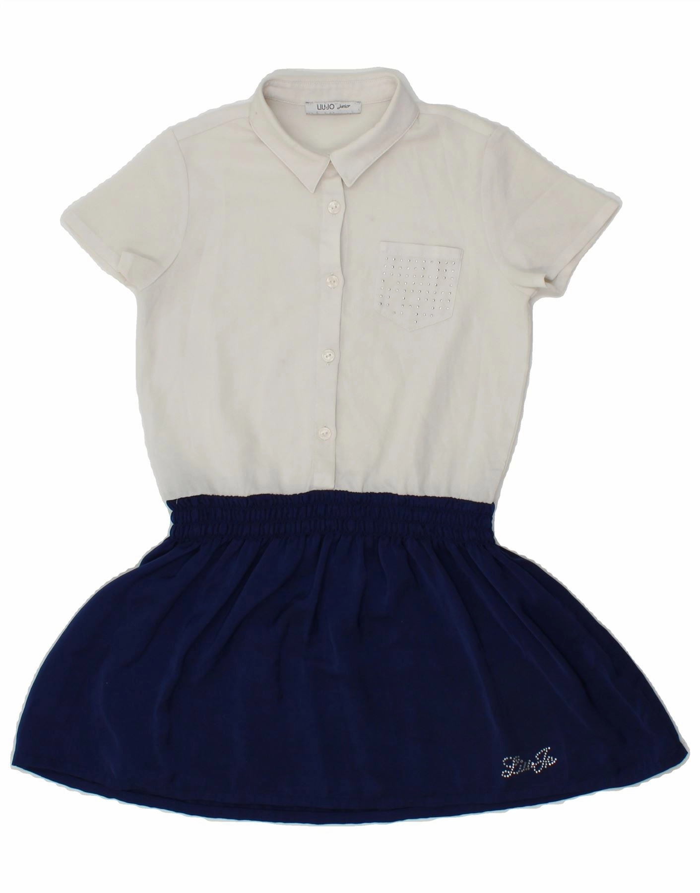 Statement Mood LIU JO JUNIOR Girls Polo Dress 7-8 Years White Colourblock Polyester