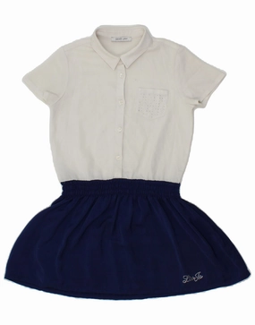Statement Mood LIU JO JUNIOR Girls Polo Dress 7-8 Years White Colourblock Polyester