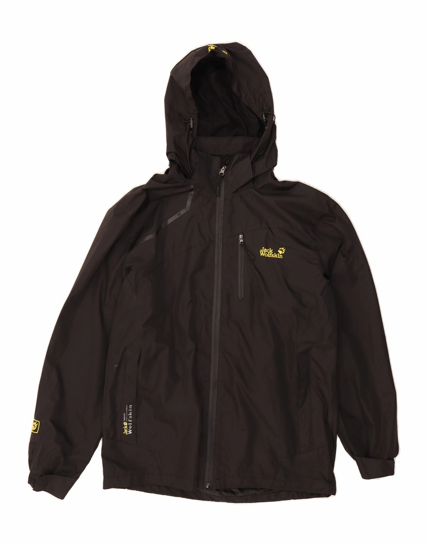 suitable for religious ceremonies JACK WOLFSKIN Boys Graphic Hooded Windbreaker Jacket 15-16 Years 3XL Black