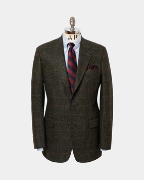 Made-in-Canada Olive Barleycorn with Windowpane Sport Coat Sleek and Comfortable Premium Comfort