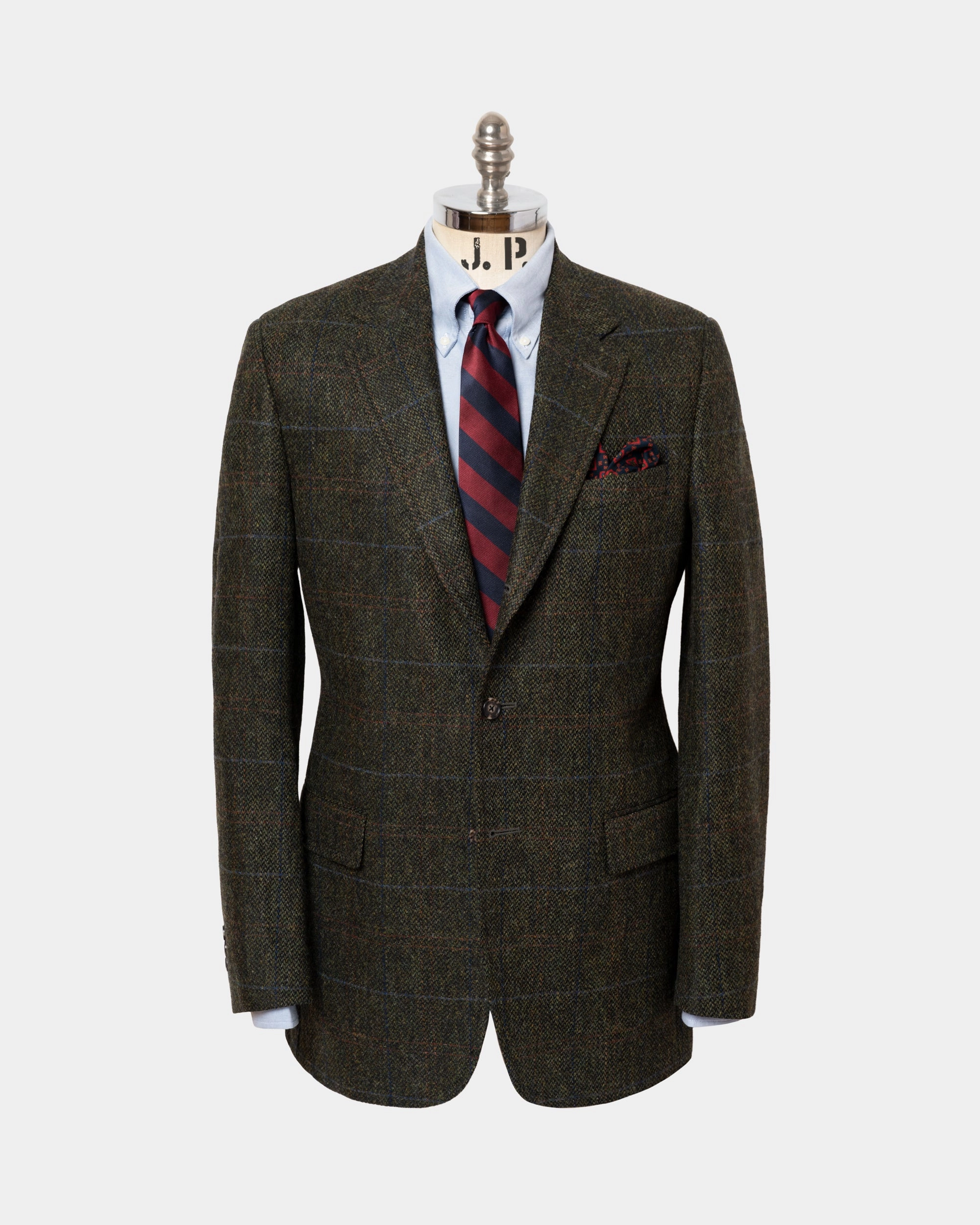 Made-in-Canada Olive Barleycorn with Windowpane Sport Coat Sleek and Comfortable Premium Comfort