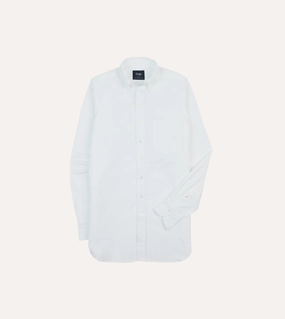 White Pinpoint Oxford Cotton Cloth Button-Down Shirt Plus size option