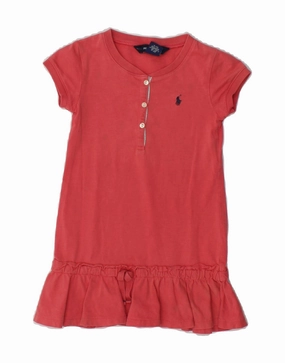 RALPH LAUREN Girls T-Shirt Dress 3-4 Years Pink Cotton Elegant Motion