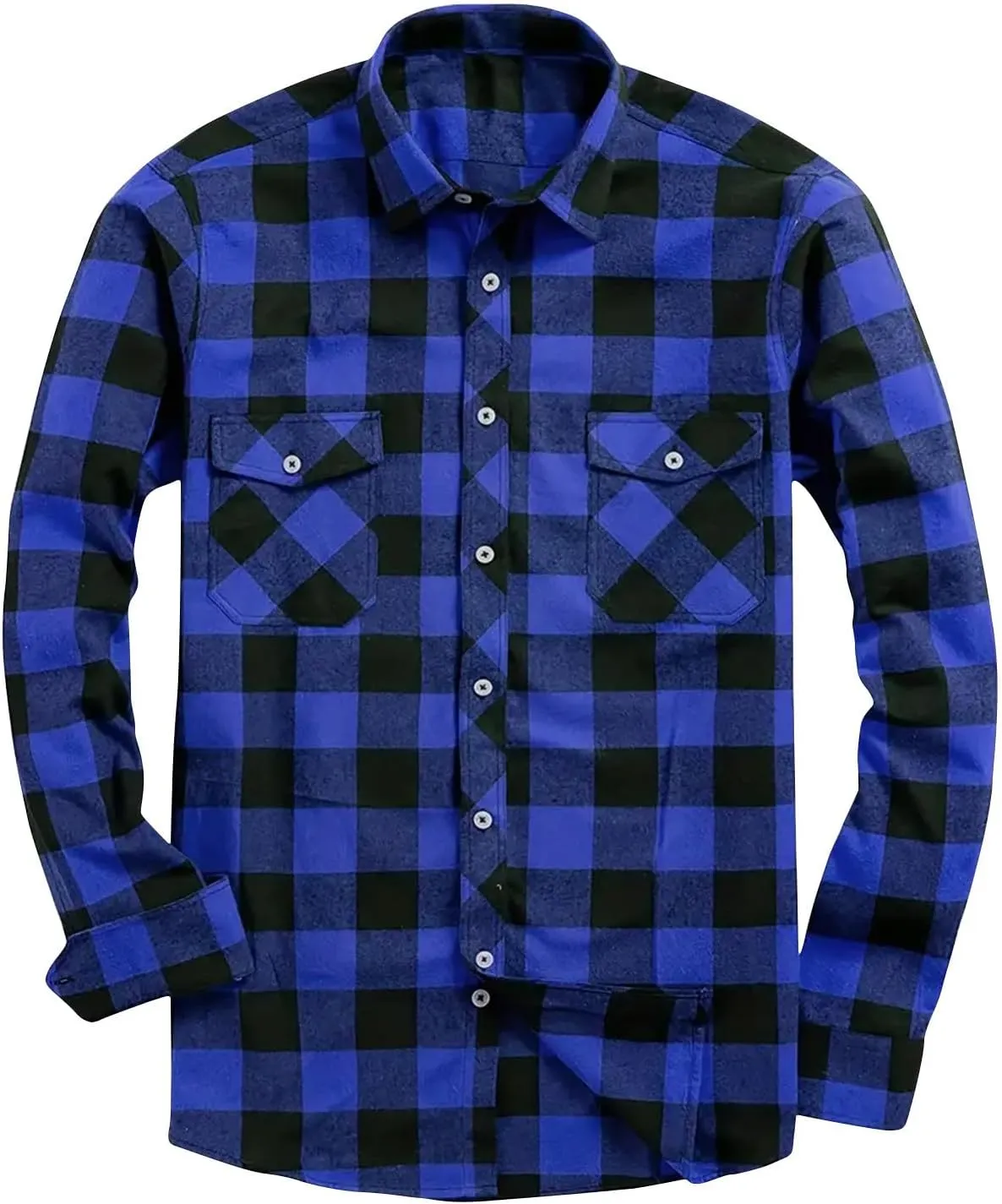 Flannel Coats for Men Lightweight Checkered Print Button Down Jackets Shirts Lapel Long Sleeve Cardigan Shirt