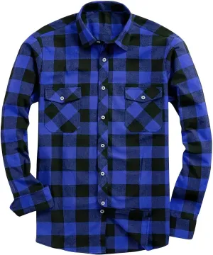 Flannel Coats for Men Lightweight Checkered Print Button Down Jackets Shirts Lapel Long Sleeve Cardigan Shirt