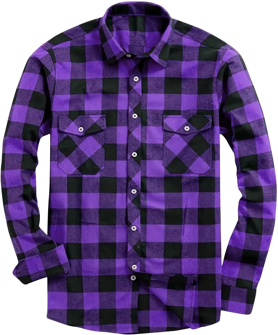 Flannel Coats for Men Lightweight Checkered Print Button Down Jackets Shirts Lapel Long Sleeve Cardigan Shirt