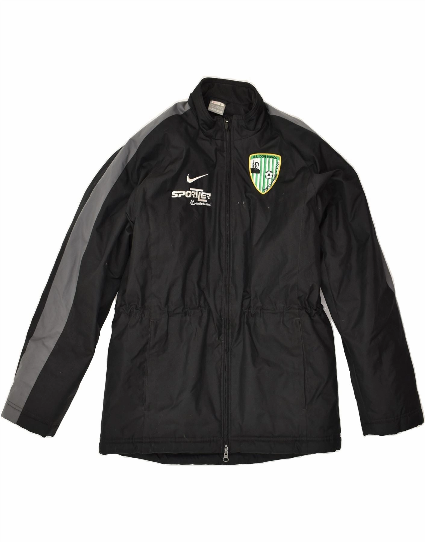 NIKE Boys Graphic Windbreaker Jacket 12-13 Years Large Black Polyester Sport Mode Instance