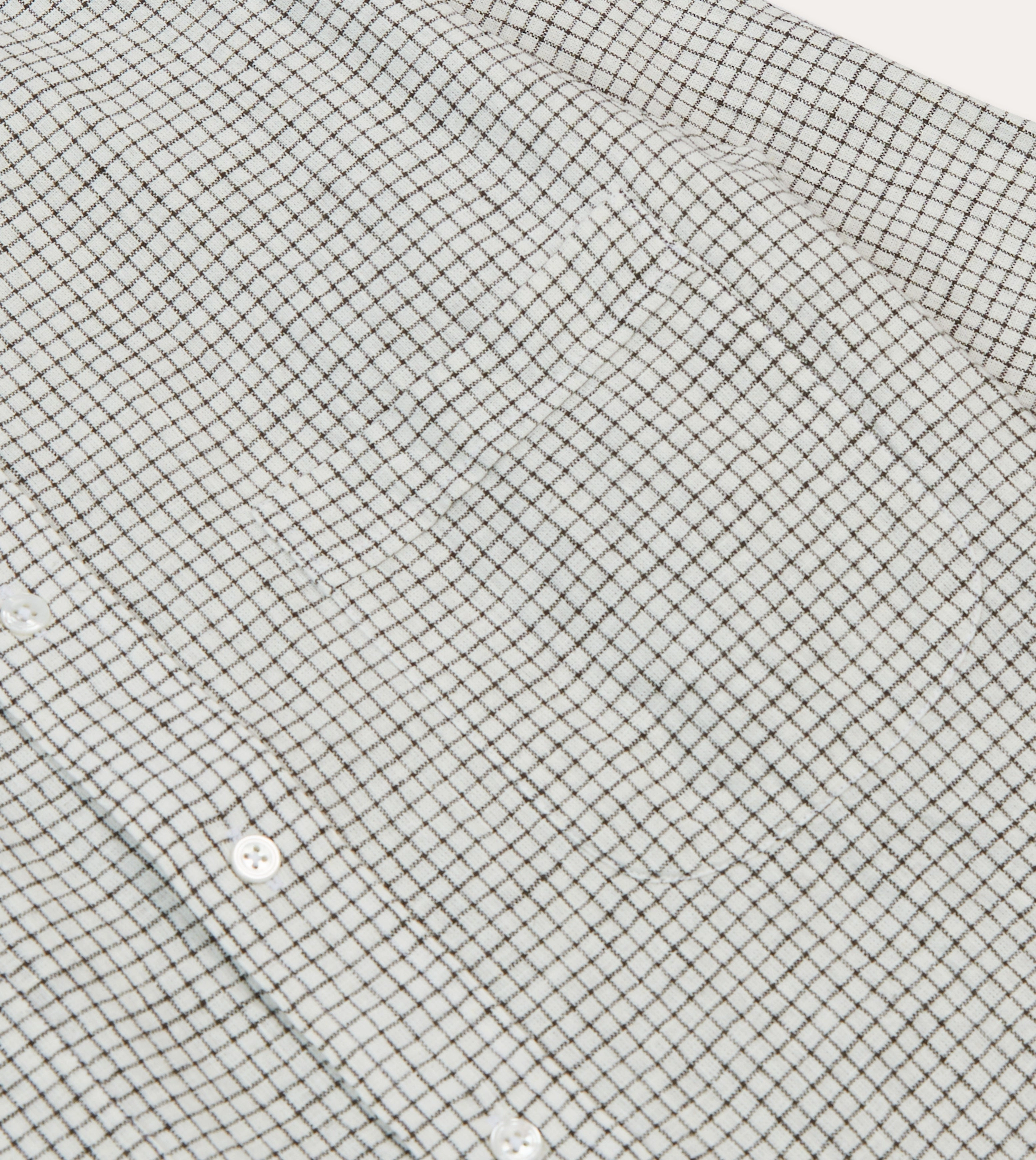 Ecru Check Linen-Cotton Mandarin Collar Shirt Non Iron Material Wrinkle-Free