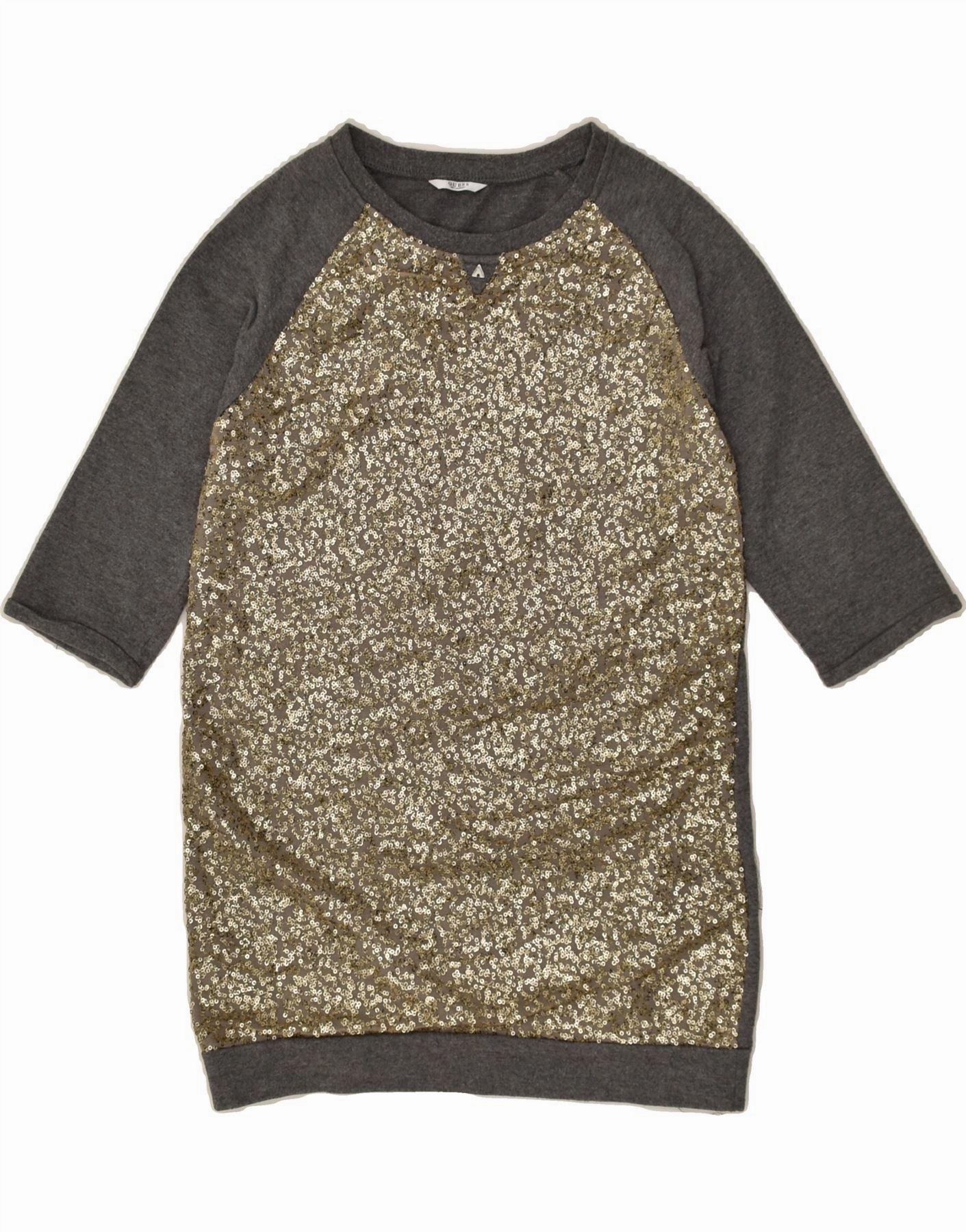 GUESS Girls 3/4 Sleeve Sweatshirt Dress 11-12 Years Grey Colourblock Work Chic Flattering Layer