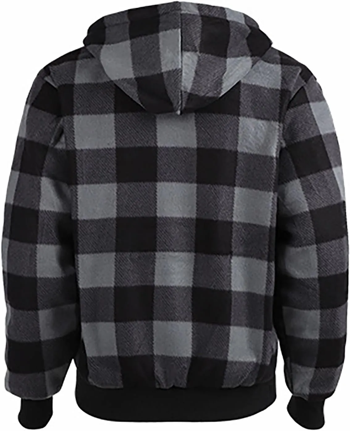 Fleece Jacket Men Full Zip Sherpa Lined Plaid Checkered Crewneck Sweatshirt Big and Tall Hoodies Warm Winter Coat